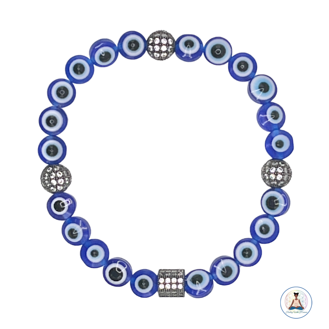 Flat Evil Eye Beaded Bracelet