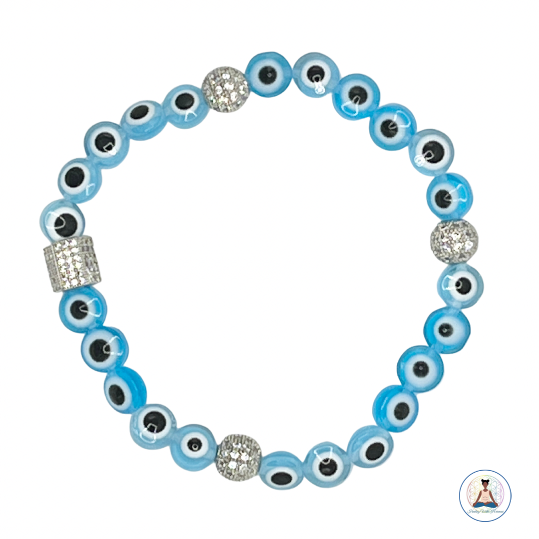 Flat Evil Eye Beaded Bracelet
