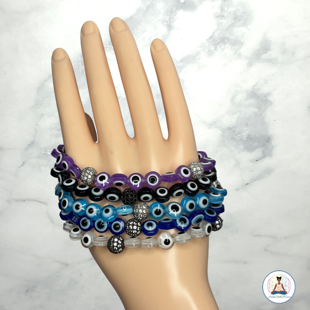 Flat Evil Eye Beaded Bracelet
