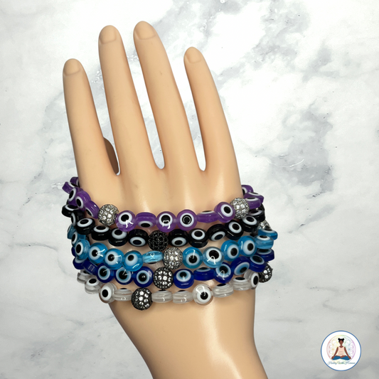 Flat Evil Eye Beaded Bracelet